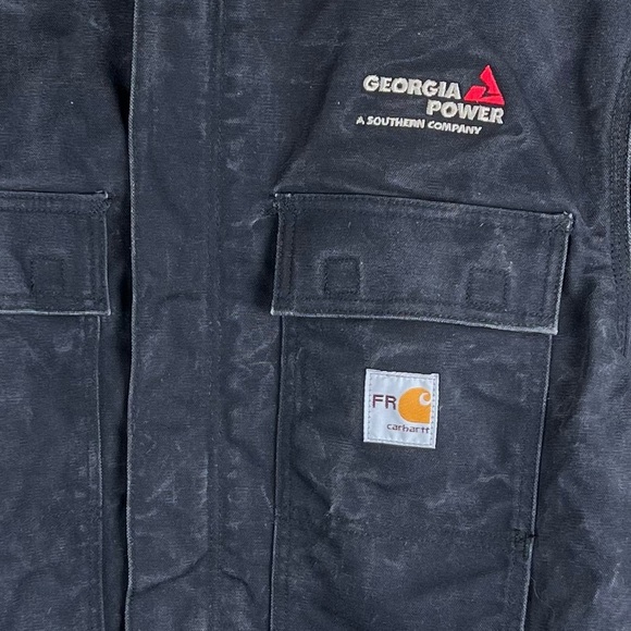 Carhartt | Canvas Duck Quilt Lined Chore Barn Work Coat Navy Fire Resistant | L - Picture 2 of 15